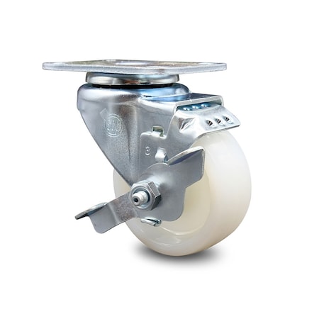 Service Caster 3 Inch Nylon Wheel Swivel Top Plate Caster with Brake SCC-20S314-NYS-TLB-TP2